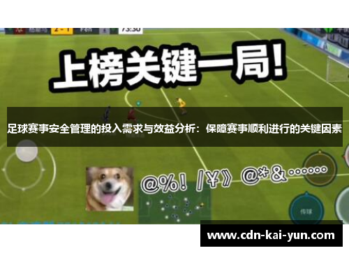 足球赛事安全管理的投入需求与效益分析：保障赛事顺利进行的关键因素